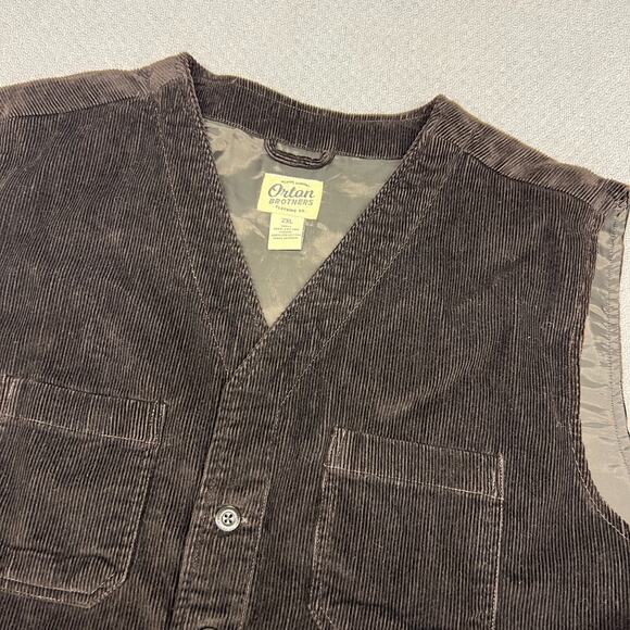 Orton Brothers Corduroy Vest Mens 2XL Brown Cotton Western Classic Casual - Picture 3 of 6